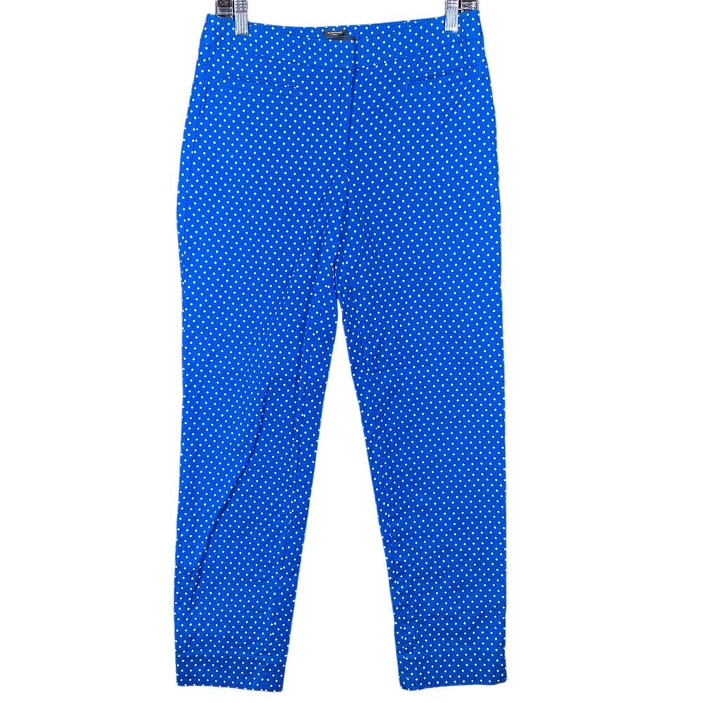 Talbots Womens Pants Blue Hampshire Ankle Cropped Geometric Polka Dot Stretch 2